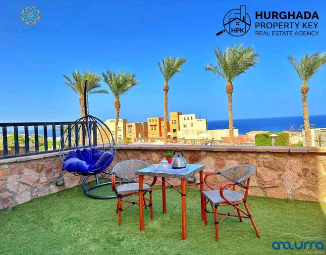 Sea View 1-Bedroom Apartment with Garden in Azzura, Sahl Hasheesh